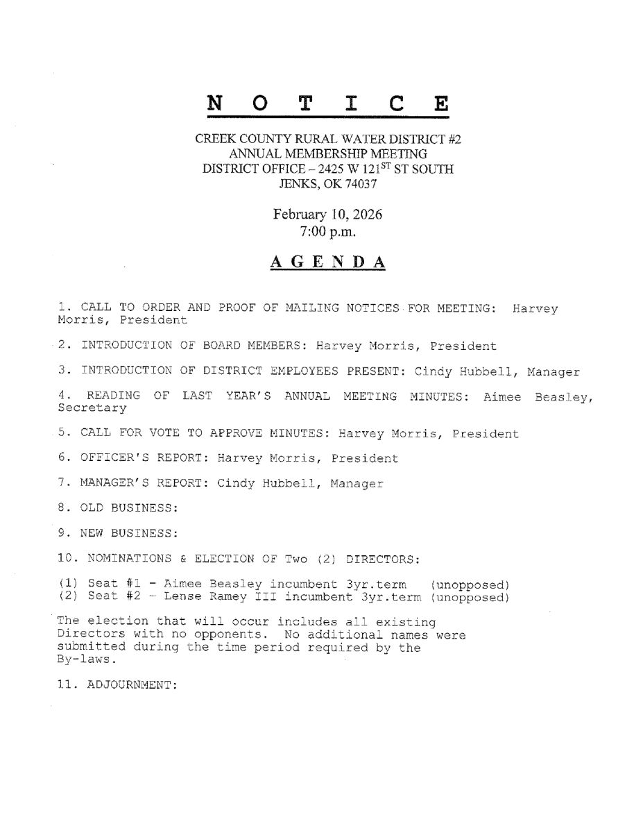 Annual Membership Meeting February 10, 2026