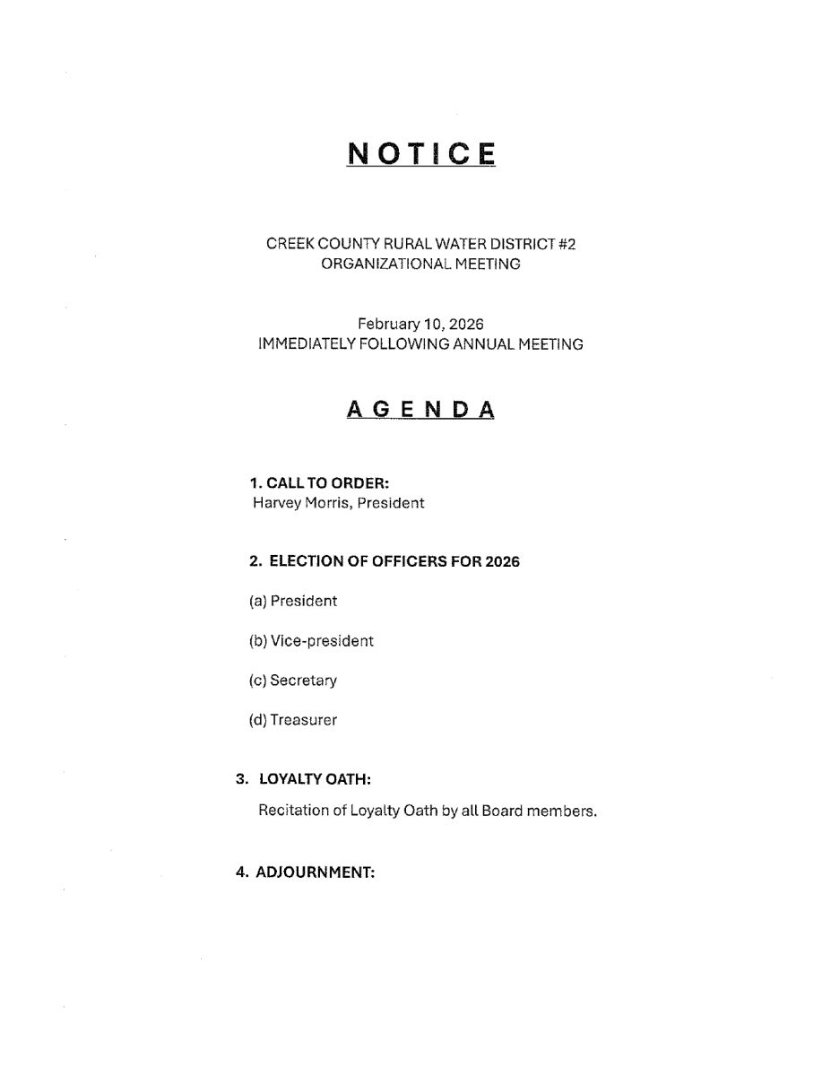 Organizational Meeting February 10, 2026